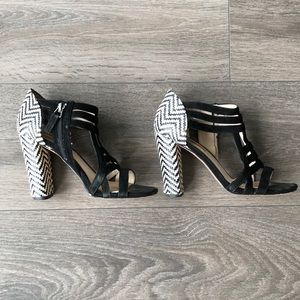 Black & White Statement Heel Sandals